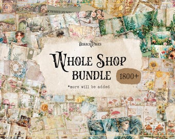 Junk Journal Bundle Kit, Whole Shop Bundle, Vintage Ephemera Paper, Add-on Kit, Scrapbok Journal (Digital Download)