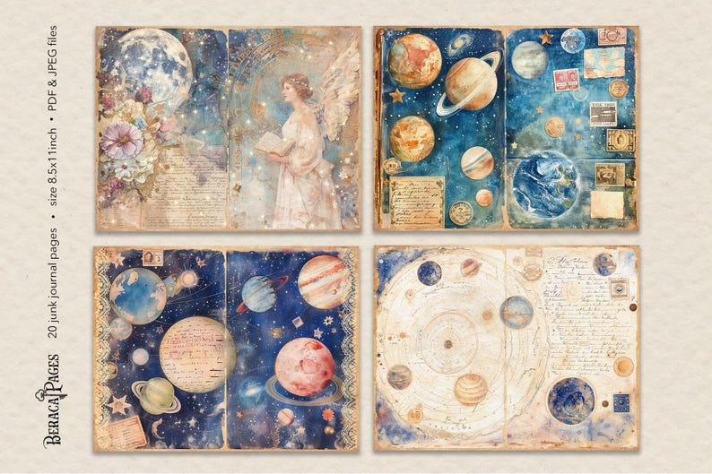 Celestial Moon Junk Journal Kit, Vintage Ephemera Stars (digital ...