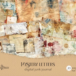 Diario basura con cartas misteriosas, diario imprimible con historias de asesinatos y misterios, papel para álbumes de recortes de detectives, collage de crímenes, diario grunge de bricolaje