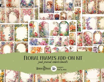 Floral Frames Junk Journal Kit: Vintage Flower Ephemera (Digital Download)