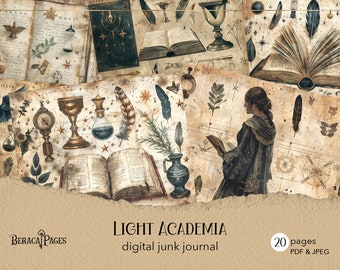 Light Academia Junk Journal Pages, Vintage Ephemera (Digital Download)