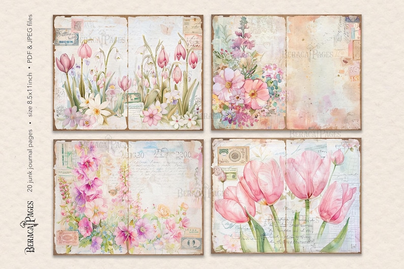 Spring Garden Junk Journal, Floral Printable Pages (digital Download ...