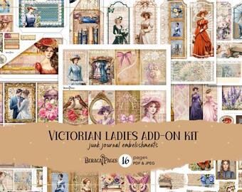 Victorian Ladies Junk Journal Kit: Vintage Ephemera (Digital Download)