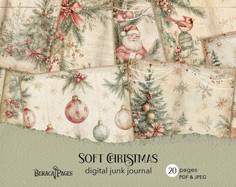 Vintage Christmas Junk Journal, Santa Ephemera, Winter Scrapbooking (Digital Download)