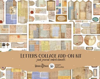 Vintage Letters Collage Kit: Junk Journal Ephemera (Digital Download)