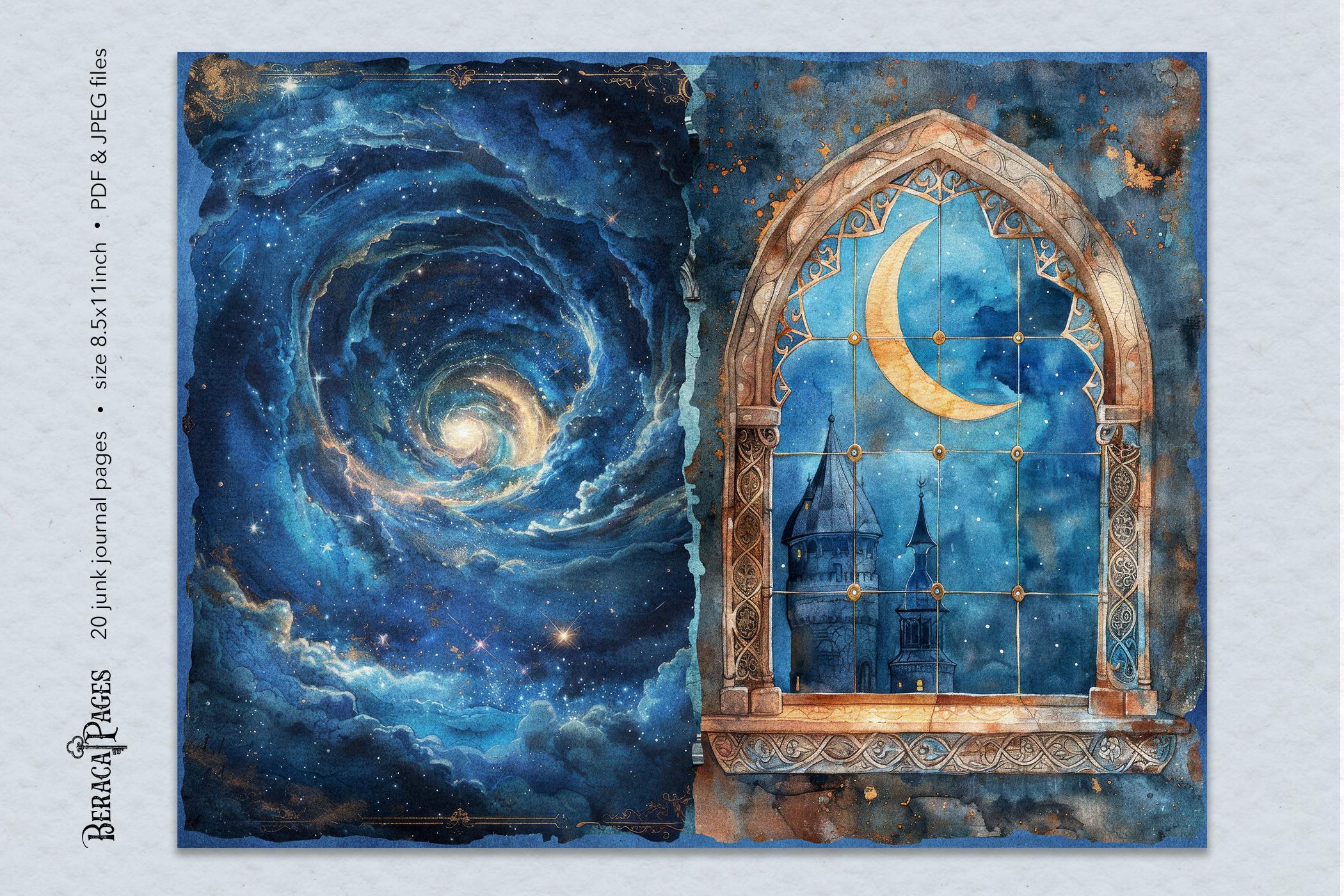 Star Princess Digital Junk Journal, Celestial Moon Scrapbook Paper ...