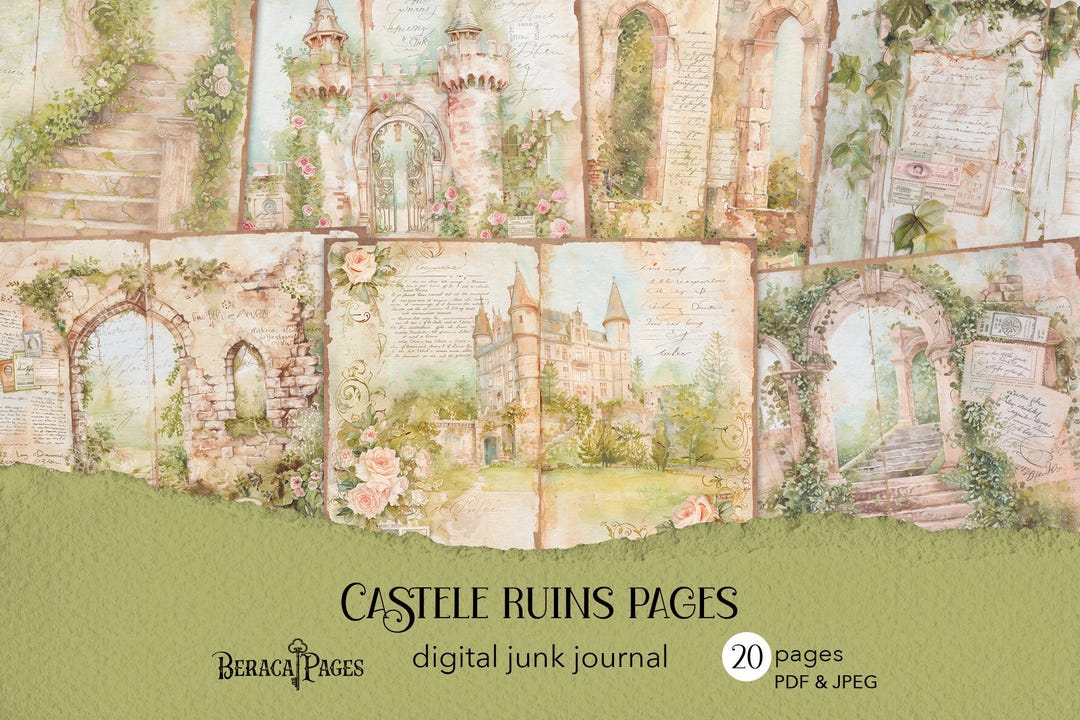 Castle Ruins Junk Journal Pages, Medieval Fantasy Paper (digital ...