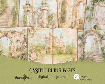 Castle Ruins Junk Journal Pages, Medieval Fantasy Paper (Digital Download)