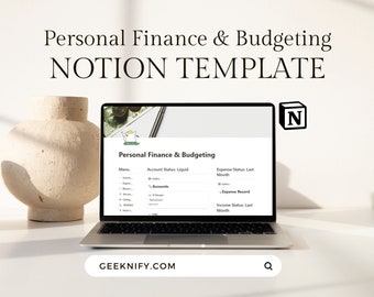 Notion Budget Template, Personal Finance Template, Income and Expense Tracker, Bill Payment Tracker, Notion Finance Dashboard