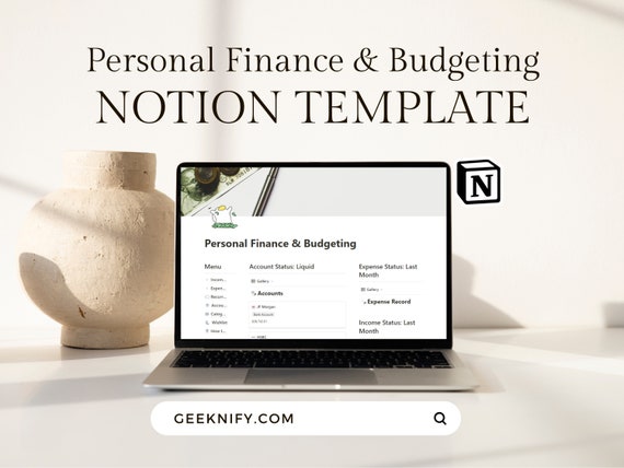 Notion Budget Template, Personal Finance Template, Income and Expense Tracker, Bill Payment Tracker, Notion Finance Dashboard