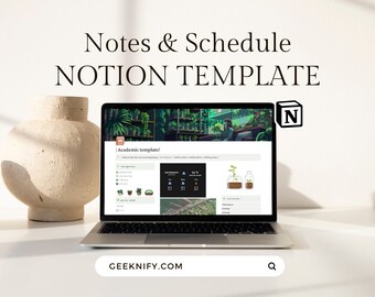 Planificador de estudiantes de plantilla de nociones, notas académicas y planificador de horarios, planificador escolar de nociones estéticas, planificador descargable