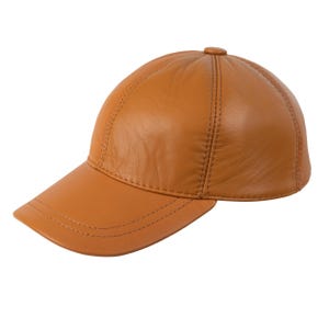 Dark Tan Leather Baseball Cap, Real Leather Baseball Cap, Woman Leather Hat, Adjustable Man Baseball Cap, Unisex Hat, Woman Leather Hat