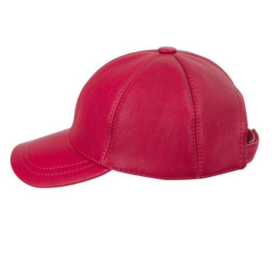Cherry Genuine Leather Baseball Cap: Adjustable Real Leather  display picture 1