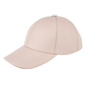 Cream Genuine Lamb Leather Baseball Cap: Adjustable Unisex Hat