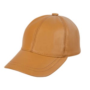 Tan Leather Baseball Cap, Real Leather Baseball Cap, Woman Leather Hat, Adjustable Man Baseball Cap, Unisex Hat, Woman Leather Hat