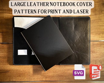 Leather Notebook Cover Pattern: Laser or Print, Padfolio Style (SVG, PDF)