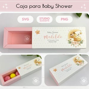 Modèle de boîte à bonbons pour baby shower | Formats SVG, Studio et PDF | Idéal pour les cadeaux de baby shower