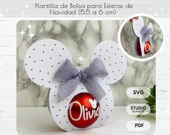 Template for Small Personalized Christmas Ornament Bags (5.5-6 cm) / Christmas Themed Packaging / SVG, Studio and PDF