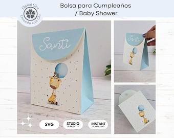 Personalized Gift Bag Template with Lid | Kids' Parties, Baby Showers, and More | SVG and Studio Format