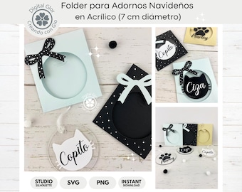 Folder for 7cm Acrylic Christmas Ornaments | SVG, Studio and PNG Format | Easy to Assemble