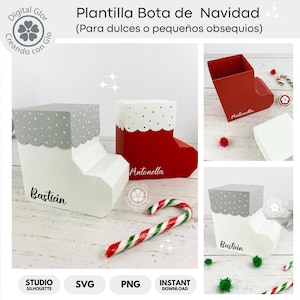 Modèle de boîte de bottes de Noël pour bonbons et cadeaux | Formats SVG, Studio et PNG