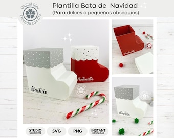 Christmas Boot Box Template for Sweets and Gifts | SVG, Studio and PNG Format
