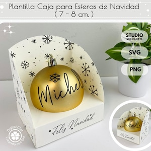 Modèle de boîte de sphères de Noël | Formats Studio, SVG et PNG | Présentation délicate pour les projets de Noël