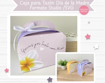 Caja Día de la Madre para tazón y obsequio pequeño. Formato Studio, SVG.