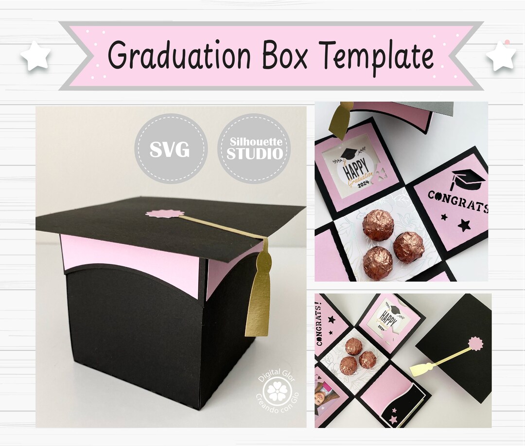 Graduation Box Template - Explosive Graduation Gift Box -SVG and Studio ...