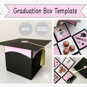 Modello scatola di laurea - Confezione regalo di laurea esplosiva - Formato SVG e Studio
