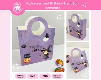 Halloween and Birthday Treat Bag Template | SVG, Studio, and PNG | DIY Souvenir Bag