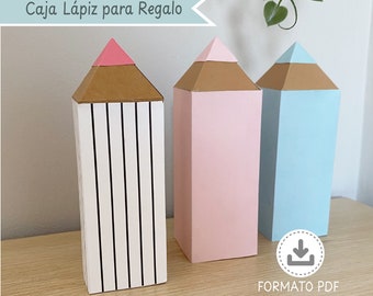 Caja en Forma de Lápiz Plantilla Digital PDF