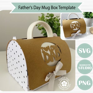 Scatola per tazze per la festa del papà | Modello digitale per tazza da 11 once | SVG, PNG, Studio
