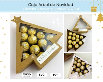 Christmas Tree Chocolate Box Template | Studio, SVG and PNG Format for Cricut and Silhouette | Christmas Gift Details