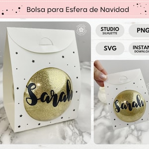 Modelo de bolsa esfera de natal | Formato Studio, SVG e PNG para Cricut e Silhouette | Disque 7,5 cm.