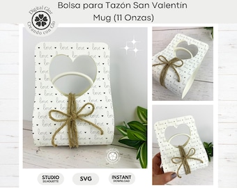 11oz Bowl Bag Template | Great for Valentine's Day Gifts and Packaging | SVG and Studio Format