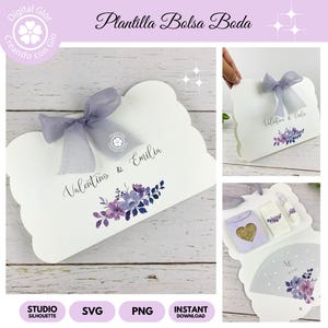 Modello per borsa per bomboniere / riso, fazzoletti, bolle e ventaglio