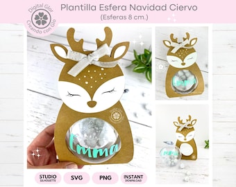 Deer-Shaped Box Template for Christmas Ornaments | SVG, Studio, and PNG Formats | Delicate Presentation for Personalized Ornaments