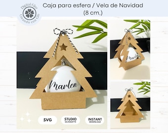 Box for Christmas Ornament or Candle 8cm | SVG Template, Studio Silhouette | Digital Christmas Packaging for Cricut and Silhouette