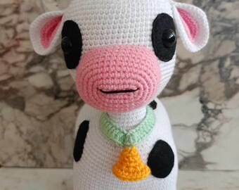 Mucca Croche, giocattolo amigurumi di vitello, giocattolo di mucca, giocattolo animale Amigurumi, animale all'uncinetto, giocattolo presente