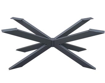 Spider Style Metal Table Base: Heavy Duty Steel Pedestal - Matte Black