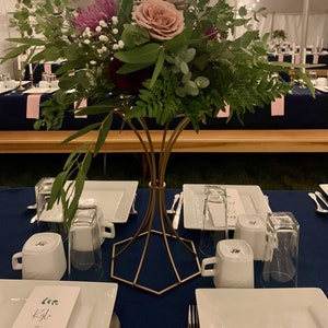 Flower Stands -  Powdercoated Gold - Geometric centerpiece - Wedding Table Stands - Floral Decor - Rustic