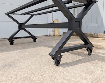 Granite Top Metal Table Legs with Casters and optional Center Beam