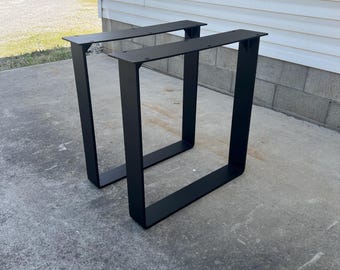 Heavy Duty Metal U Table Legs: Matte Black Steel (Set of 2)