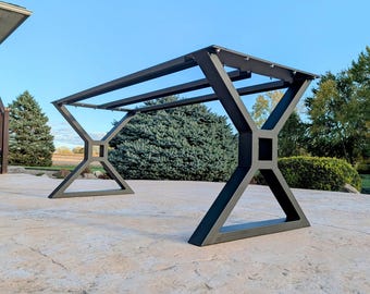 Farmhouse Table Legs With Supports, Granite Top Table Base, Glass Top Table Base