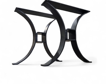 Farmhouse Curved Steel Table Legs: Timber Beam Set