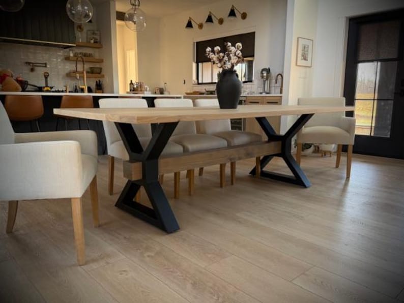 Farmhouse Table Legs: Metal X Frame with Center Cutout, 2x4 Steel Tube image 3