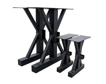 Trestle Style Metal Table Legs: X Frame, Industrial Farmhouse