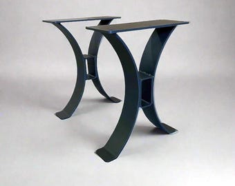 Curved Steel Bench Legs: Heavy Duty, Flat Black, Set of 2