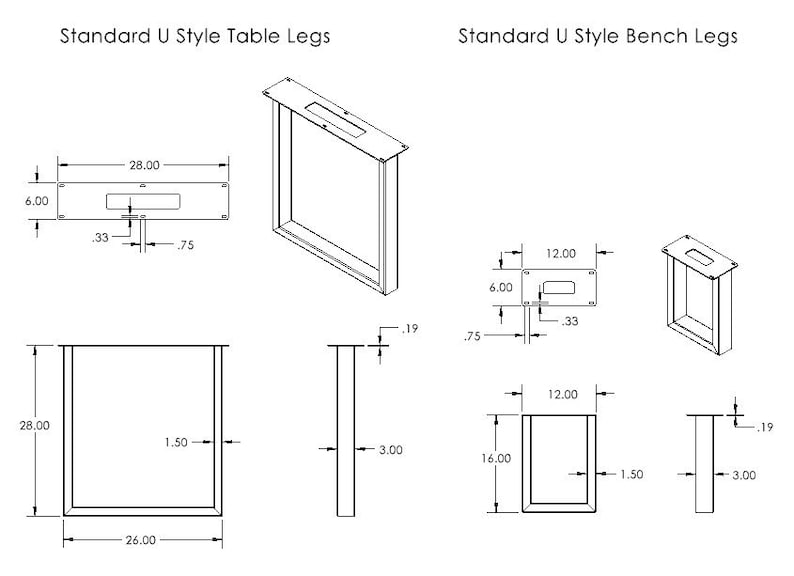 U-shaped Metal Table Legs - Etsy
